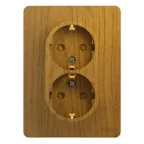 GLOSSA Розетка двойная с заземлением со шторками дуб в сборе