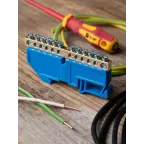 Шина нулевая 63.12 изолятор на DIN-рейку латунь