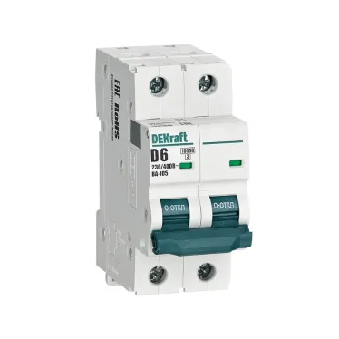 Выключатель автоматический 2P кривая D 6A 10кА ВА-105