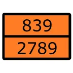 Знак для маркировки опасных грузов ''Номер ООН 839/2789'' ГОСТ Р 52290-2004 300х400 мм, пленка самоклеящаяся ГОСТ 19433-88