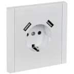 FORTE@PIANO Розетка 1-местная с заземлением с защитными шторками винтовое крепление 16А USB A+A 3,1А FP245 белый IEK
