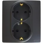 ETIKA Розетка 2X2К+З немецкий стандарт винтовые зажимы 16 А 250 В антрацит