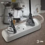 Удлинитель электрический без заземления 3 розетки 3м ПВС 2x0,75мм2 6А UX(6)-3-3m ЭРА