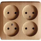 ЭТЮД Розетка четырехместная наружная без заземления без шторок 16А 250B сосна