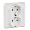 ЭТЮД Розетка двойная скрытая с заземлением без шторок белая