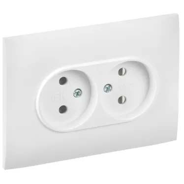 SKANDY Розетка 2-местная без заземления без защитных шторок 10А в сборе SK-R10W арктический белый IEK