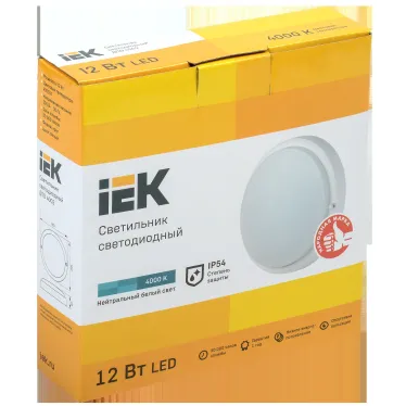 Светильник светодиодный ДПО 4002 12Вт IP54 4000K круг белый пластик IEK