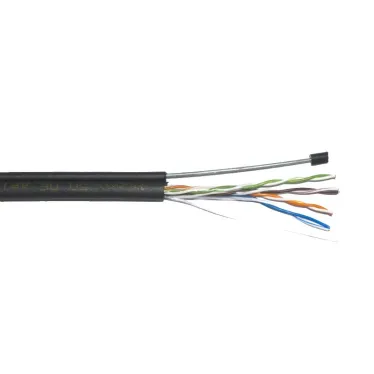 Витая пара U/UTP кат 5е 4 пары 24AWG LDPE с тросом 1.2мм черный 305м
