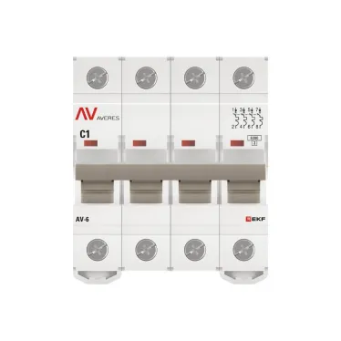 Выключатель автоматический AV-6 4P 1A (C) 6kA AVERES