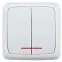 Выключатель двухклавишный наружный с изоляционной пластиной с индикацией белый 10А