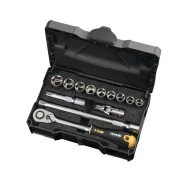 Набор метрических головок с удлиненной трещоткой Ergonic в кейсе, 13шт