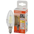 Лампа светодиодная  филаментная LSCLB60 5W/827 230V FILCL E14 10X1RU серия LED Star  | 4058075684577 | OSRAM