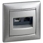 VALENA Розетка телефонная+компьютерная R11+RJ45 категория 6 UTP алюминий