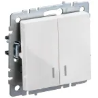 BRITE Выключатель двухклавишный с индикацией 10А ВС10-2-1-БрБ белый