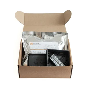 Коробка распределительная двухкомпонентная (HF) в комплекте с компаундом и с 6-кл. зажимами, сечение до 2,5 мм, 100х100х40 черная