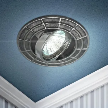 Светильник штампованный поворотный MR16,12V/220V, 50W сатин серебро/хром ST7A CH/SS