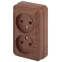 Розетка 2х2P, 16А-250В, ОУ, Quadro, венге
