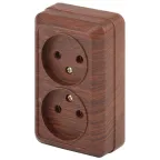 Розетка 2х2P, 16А-250В, ОУ, Quadro, венге