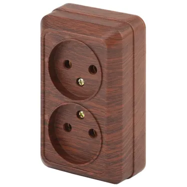 Розетка 2х2P, 16А-250В, ОУ, Quadro, венге