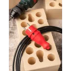 Вилка красная каучуковая прямая 230В 2P+PE 16A IP44 PRO