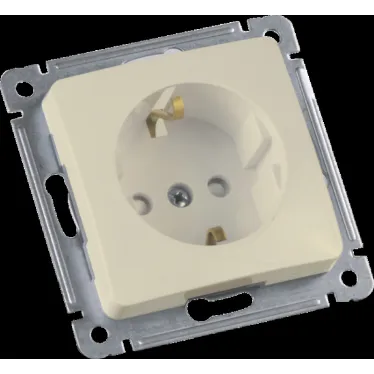 MASTER Розетка одноместная с заземляющим контактом, со шторками, скрытой установки, в рамку, слоновая кость