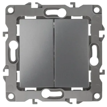 Выключатель двойной, 10АХ-250В, Эра12, графит,12-1104-12