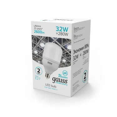 Лампа светодиодная Elementary LED T100 E27 32W 2600lm 180-240V 4000K 1/20 | 63223 | Gauss