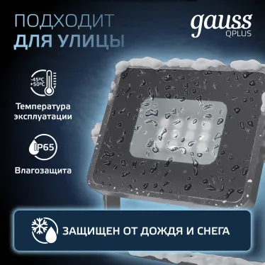 Прожектор светодиодный Qplus 10W 850lm 6500K 200-240V IP65 графитовый LED 1/20 | 690511310 | Gauss