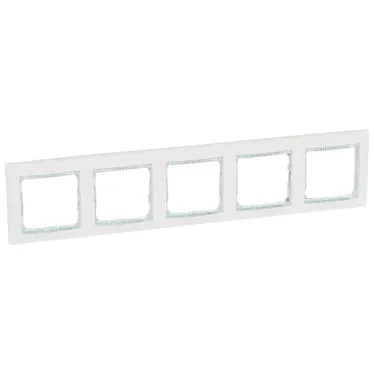 VALENA Рамка 5 постоа горизонтальная белый/кристалл