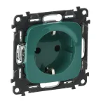 Valena ALLURE Розетка силовая 2К+З 16А 250В со шторками безвинтовые зажимы с лицевой панелью Зеленая