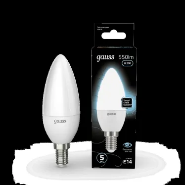 Лампа светодиодная LED 6.5 Вт 550 лм 4100К свеча нейтральный E14 AC 220В Black Gauss