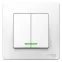 BLANCA скрытой установки двухклавишный выключатель (cх.5) с подсветкой, 6а, 250в, белый