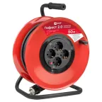 Удлинитель на катушке Гефест 2.0 4 гнезда 50м с заземлением и предохранителем КГ 3x2.5 16А/3.5кВт PROxima