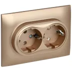 SKANDY Розетка 2-местная с заземлением без защитных шторок 16А в сборе SK-R08Sa песочный IEK