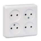 ЭТЮД Розетка четырехместная наружная без заземления без шторок 16А 250B белая