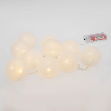 Тайские фонарики Пломбир 1.5 м, 10 LED, прозрачный ПВХ, цвет свечения теплый белый, 2 х АА (батарейки не в комплекте) | 303-077 | NEON-NIGHT