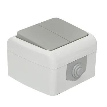 Выключатель Мурманск 2-клавишный 10А IP54 серый