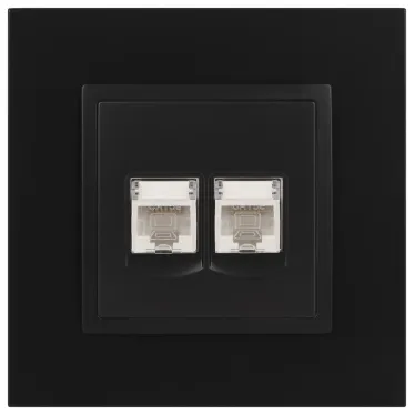 Розетка 2хRJ45, Эра Elegance, антрацит, 14-3108-05