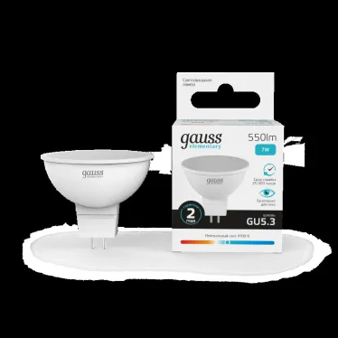 Лампа светодиодная LED 7 Вт 550 лм 4100К софит MR16 нейтральный GU5.3 AC 220В Elementary Gauss