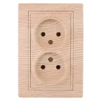 Розетка Intro Plano 1-204-11 без заземления двойная 2х2P, 16А-250В, IP20, СУ, сосна