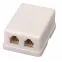 Розетка телефонная внешняя, 2 порта UTP, RJ-14 (6P4C), CAT 3 (50шт/уп)