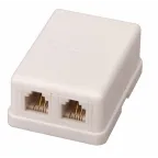 Розетка телефонная внешняя, 2 порта UTP, RJ-14 (6P4C), CAT 3 (50шт/уп)