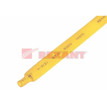 Термоусаживаемая трубка 7,0 3,5 мм, желтая, упаковка 50 шт. по 1 м, REXANT