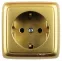 Розетка наружная с заземлением с изоляционной пластиной золото