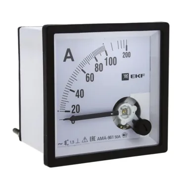 Амперметр AM-A961 аналоговый на панель 96х96 (квадратный вырез) 200А трансформаторное подключение PROxima