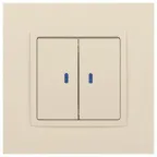 Выключатель двойной с подсветкой, 10АХ-250В, Эра Elegance, сл.кость,14-1105-02