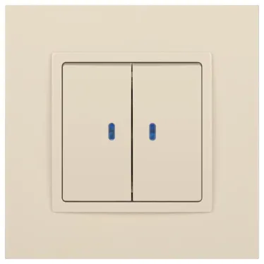 Выключатель двойной с подсветкой, 10АХ-250В, Эра Elegance, сл.кость,14-1105-02