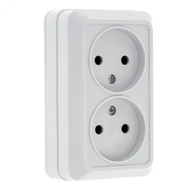 Рим Розетка двойная 10А без заземления белая