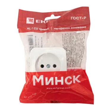 Розетка Минск одноместная ОП 10А без заземления белая