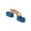 Шина 0 N (8х12мм) 4 отверстия латунь 2 синих угловых изолятора PROxima